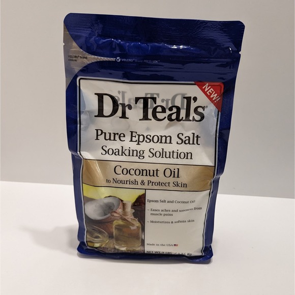 Dr Teals Pure Epsom Salt Soaking Solution, Coconut Oil (3lb Bag) – Relaxing - Picture 1 of 4